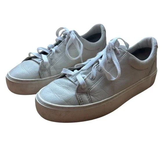 UGG Women’s White Leather Zilo Sneakers Size 8 - Picture 4 of 6
